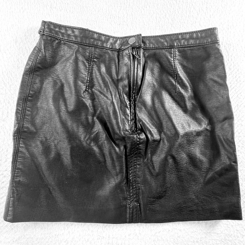 Free People Mini Skirt Womens 4 Faux Leather Zipper Accents Black